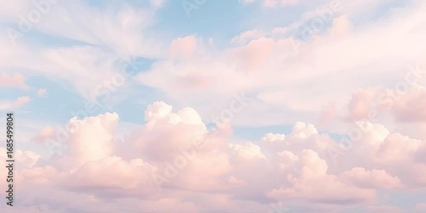 Fototapeta Whimsical pastel cloud pattern, seamless textured sky background ideal for textile & web, sky background, light