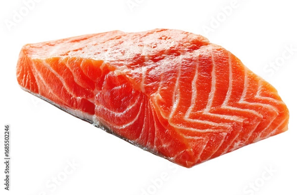 Fototapeta Close-up of a salmon fillet, vibrant red,  fresh, and slightly textured