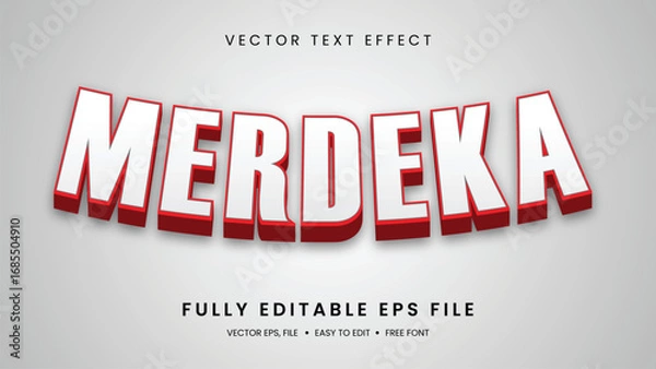 Fototapeta Merdeka 3D editable text effect premium vector