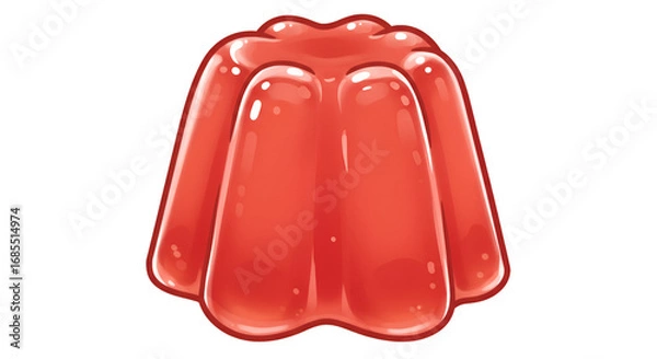 Fototapeta Ruby Red Gelatin Delight: A vibrant, digitally rendered image of a classic, jiggly gelatin mold, perfect for evoking memories of childhood treats and simple pleasures.