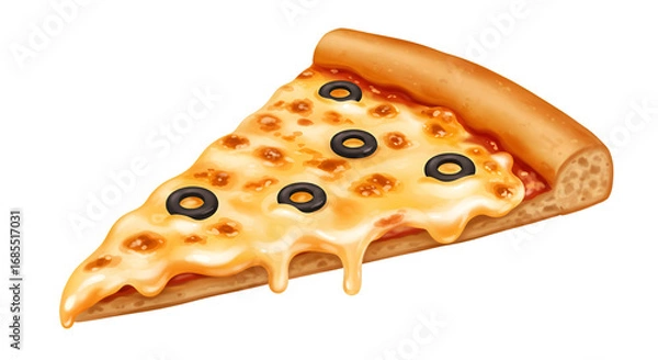 Obraz Slice of pizza : A mouthwatering slice of pizza. With its perfectly melted cheese, the rich tomato sauce, and delectable olives, it invites a moment of pure culinary pleasure.