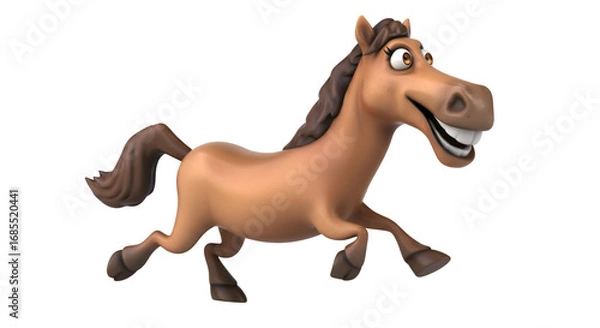 Obraz Playful Horse Illustration: A cheerful and animated illustration of a horse, full of joy as it gallops energetically, showcasing its playful nature and lively spirit.