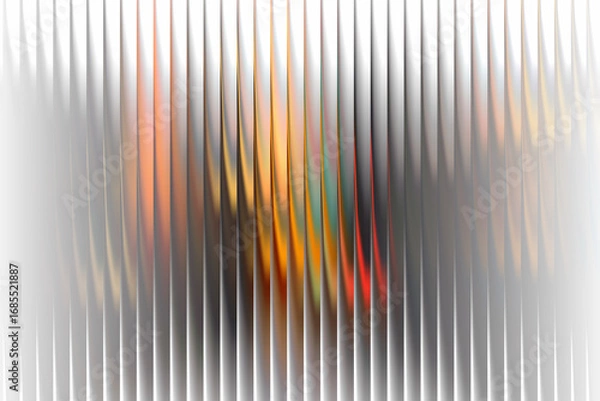 Fototapeta Abstract glowing orange red background with vertical striped white overlay, futuristic wallpaper design with blurred illumination and artistic vibrant effect
