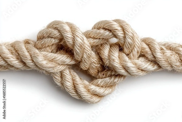 Fototapeta Heart-Shaped Rope Knot: A Symbol of Love in White Background