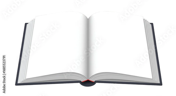 Obraz Open Book: A high-angle shot captures an open book with clean, blank pages, inviting readers to begin a literary journey, with a strong focus on space for information and narrative.