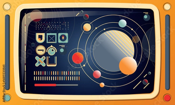 Fototapeta Set of Retrofuturism Modern User Interface Elements. Sci Fi HUD. Template for social media. Vector Illustration EPS10