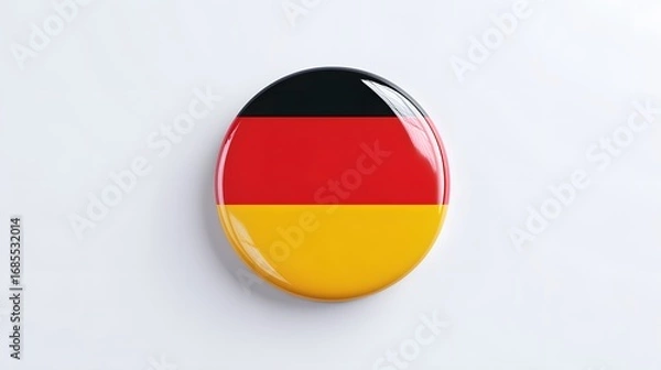 Obraz Round 3D German flag badge with glossy surface and realistic render