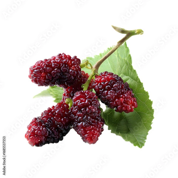 Fototapeta Delicious mulberry isolated on a transparent background.