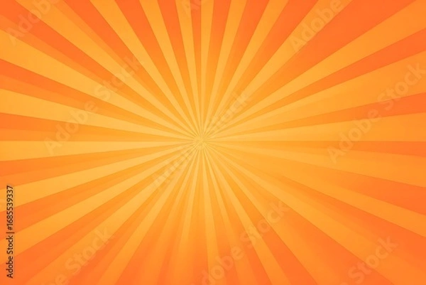 Fototapeta A flat orange background with rays of light radiating from the center,