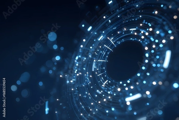 Fototapeta A futuristic background with digital lines and circles, representing the theme of data visualization in technology and science