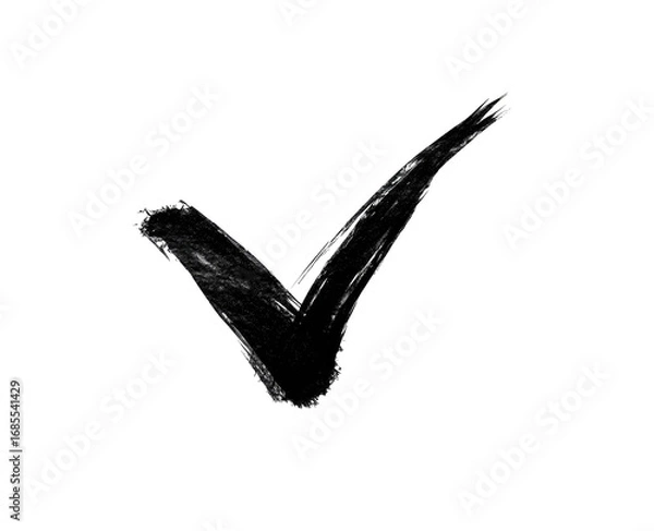 Fototapeta Hand-drawn, textured, black checkmark