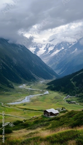 Fototapeta Alpine Valley View