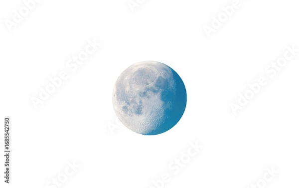Fototapeta Pixelated image of a moon, pale blue-white, with a slightly textured surface.  Dark background.  Visible pixelation