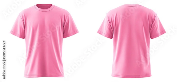 Obraz Front and back view of a solid pink short-sleeve t-shirt