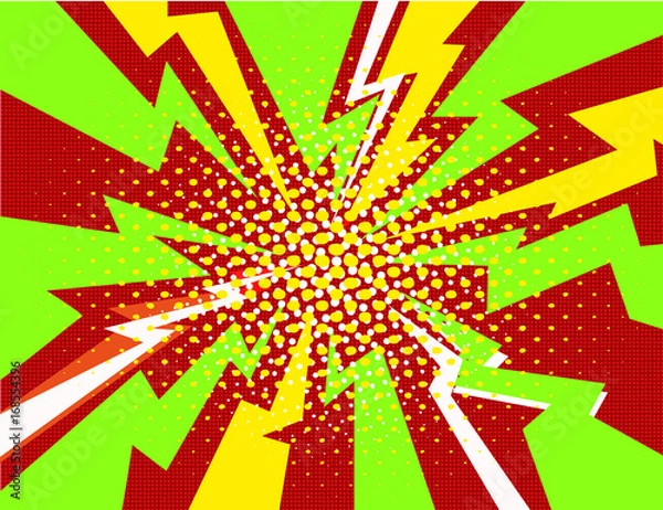 Obraz Vector halftone pop art comic style lightning explosion background