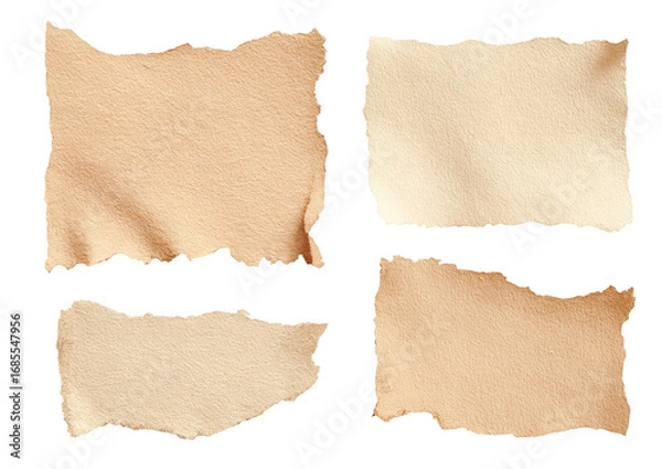 Obraz Four antique-style, beige paper scraps, ragged edges