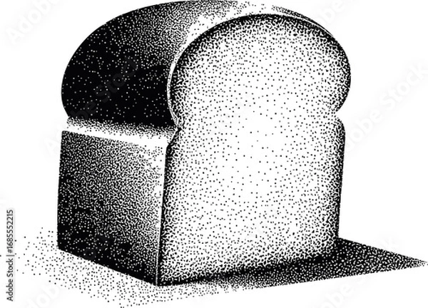 Fototapeta Grayscale illustration of a stylized bread loaf on a shadowed surface. Vector illustration