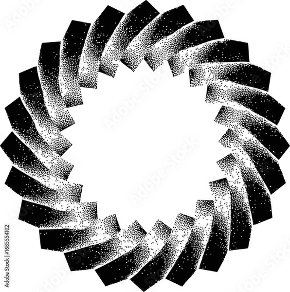 Fototapeta Geometric circular pattern with black and white gradient effect, abstract design. Vector illustration