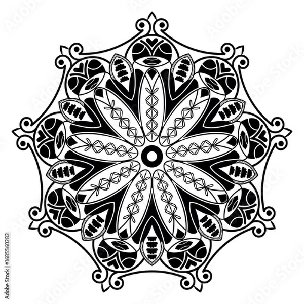 Obraz Beautiful mandala floral ornament traditional circular pattern design isolated vector illustration