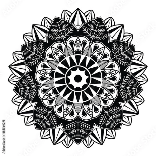 Fototapeta Beautiful mandala floral ornament traditional circular pattern design isolated vector illustration