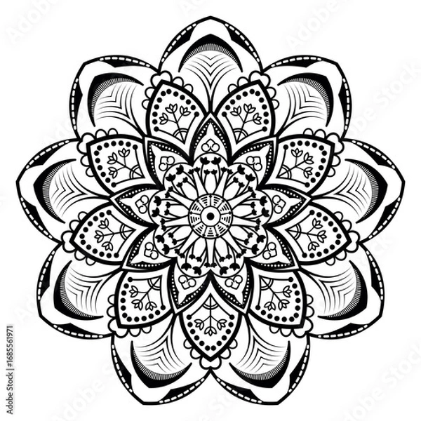 Fototapeta Beautiful mandala floral ornament traditional circular pattern design isolated vector illustration