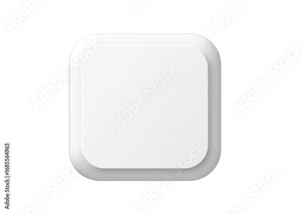 Fototapeta Square, white, flat object with rounded edges.  Compact, simple design.  Blank, neutral surface