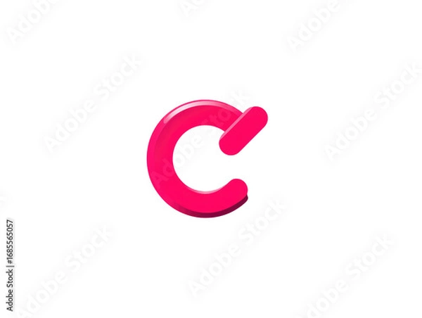 Fototapeta Magenta capital letter "C" with rounded, 3D effect