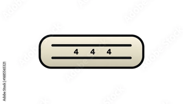Fototapeta Beige, rectangular button with three "4"s