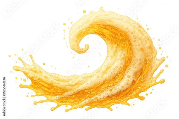 Fototapeta Refreshing and foamy beer wave splashing, creating a dynamic spiral with a transparent background