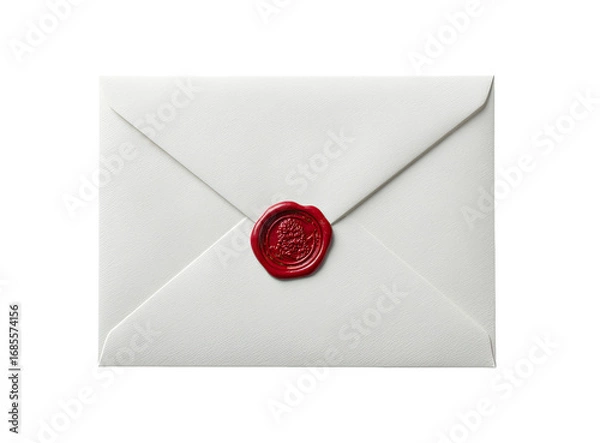 Fototapeta A white envelope with a red wax seal