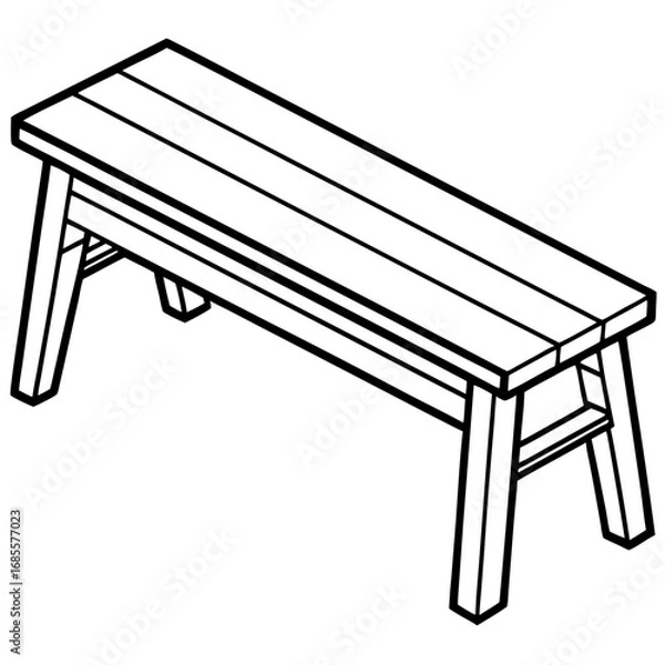 Obraz Minimalist Wooden Bench Line Art