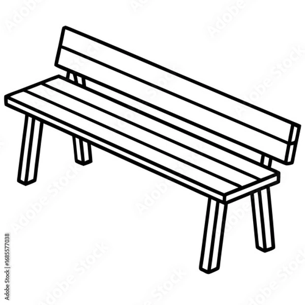 Obraz Minimalist Wooden Bench Line Art
