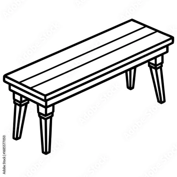 Obraz Minimalist Wooden Bench Line Art