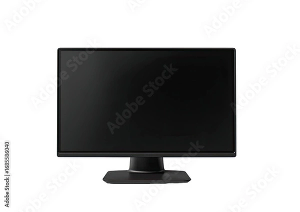Obraz Front view of a dark gray monitor with a blank screen
