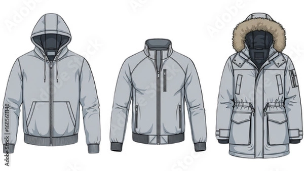 Fototapeta Men’s Jacket Apparel Mockup Collection | Fashion Clothing Templates for Design and Presentation