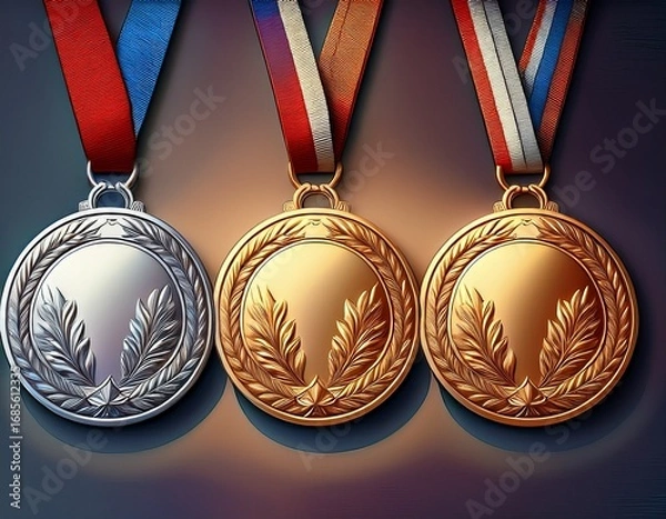 Obraz gold silver bronze medals