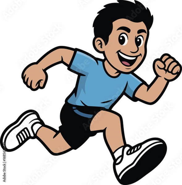 Fototapeta Cartoon Runner Running Illustration in Color on Transparent Background for Sports