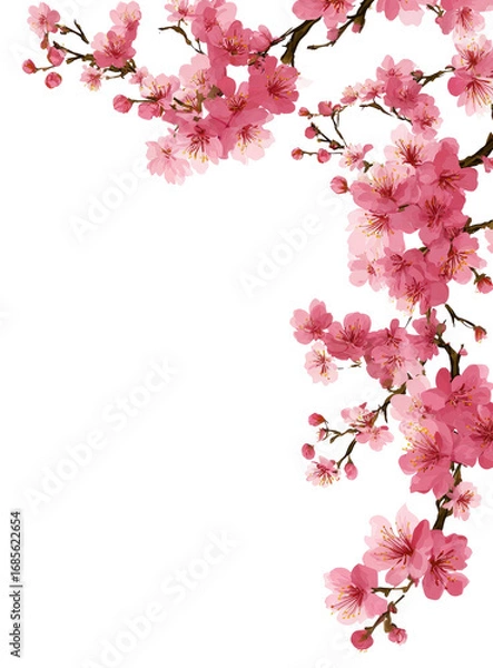 Obraz Pink cherry blossoms cluster, corner design