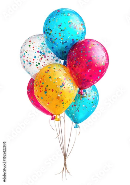 Obraz Vibrant bunch of party balloons in various colors, decorated with colorful confetti