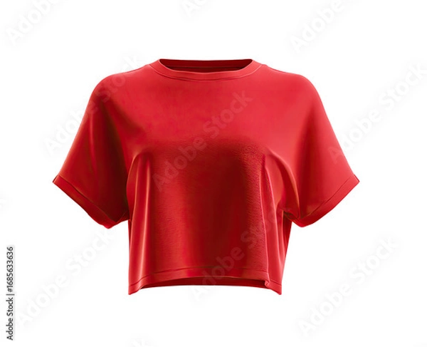 Fototapeta Red cropped short-sleeve top,  front view.  3D model