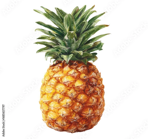 Fototapeta Single pineapple, vibrant colors