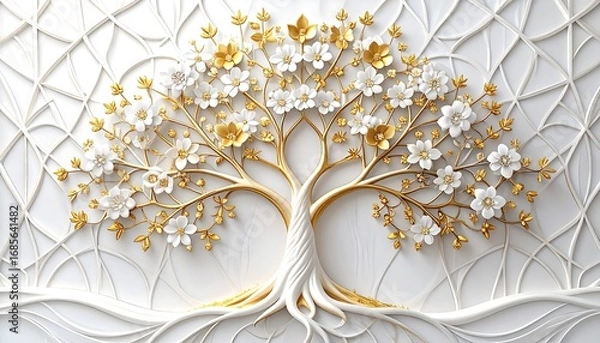 Fototapeta Ornate, 3D floral tree design