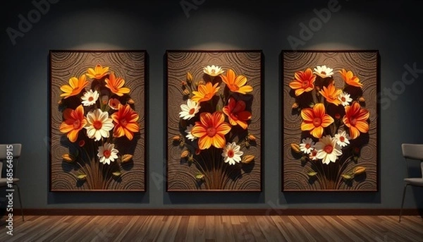 Obraz fireplace with burning candles