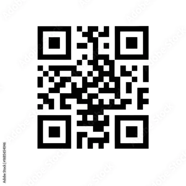 Fototapeta White QR Code Outline on Transparent Background for Easy Integration