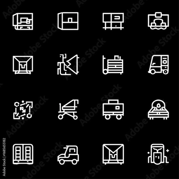 Fototapeta Warehouse Logistics and Inventory Management Icon Set – Line Vector Design