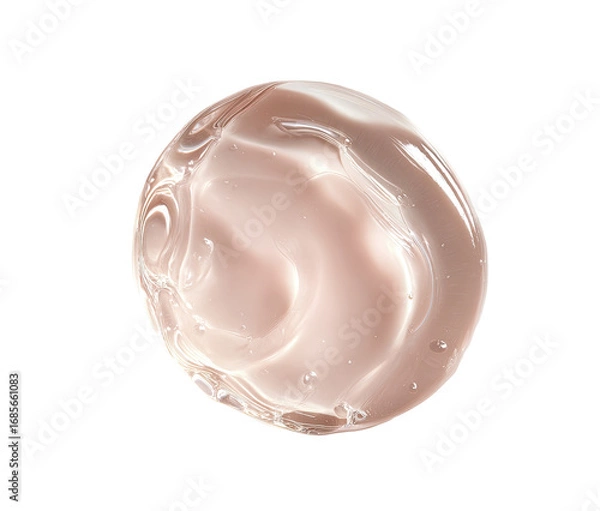 Fototapeta Creamy, light-pink serum, smoothly swirled in a circle, isolated on black