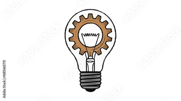 Fototapeta  light bulb with metal gear symbolizing creativity and innovation isolated on transparent background 