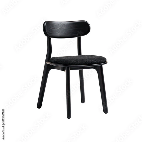 Obraz Modern black chair with simple, sleek design.  Dark wood-like legs, upholstered seat