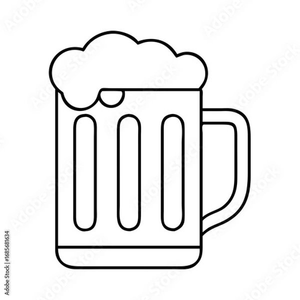 Fototapeta Illustration of a beer mug with foam, perfect for bar menus, pub promotions, or festive designs with a refreshing touch