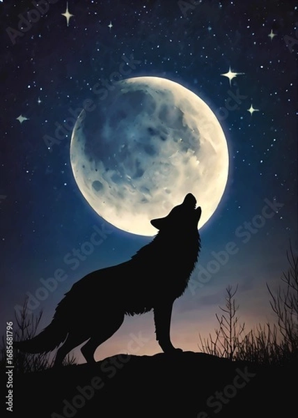 Obraz wolf howling at the moon